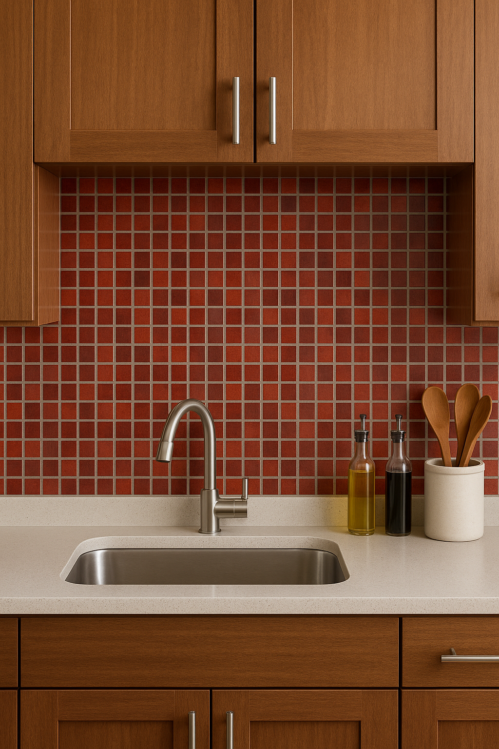 Mosaico Malla Vidrio Belize Rojo 30x30