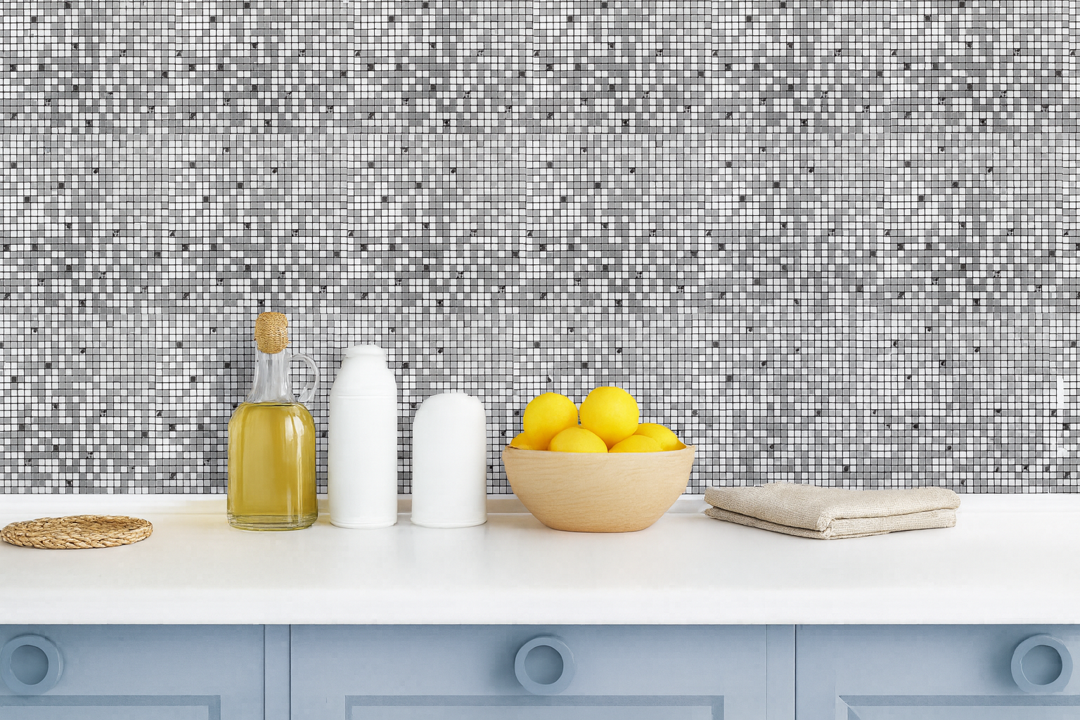 Mosaico Autoinstalable Aluminio Vidrio Chip 30x30 cm