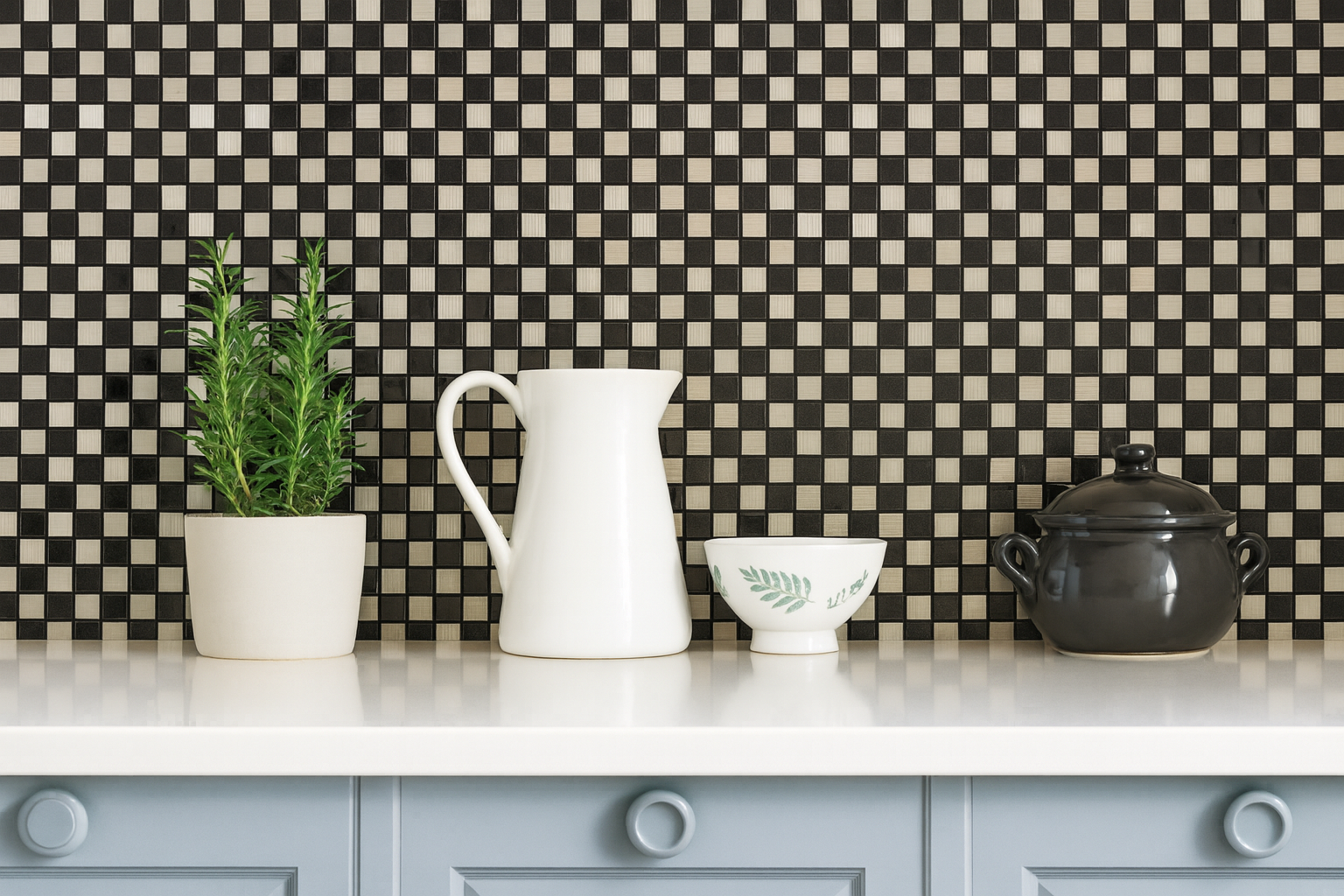 Mosaico Autoinstalable Aluminio Vidrio Deep Black 30x30 cm