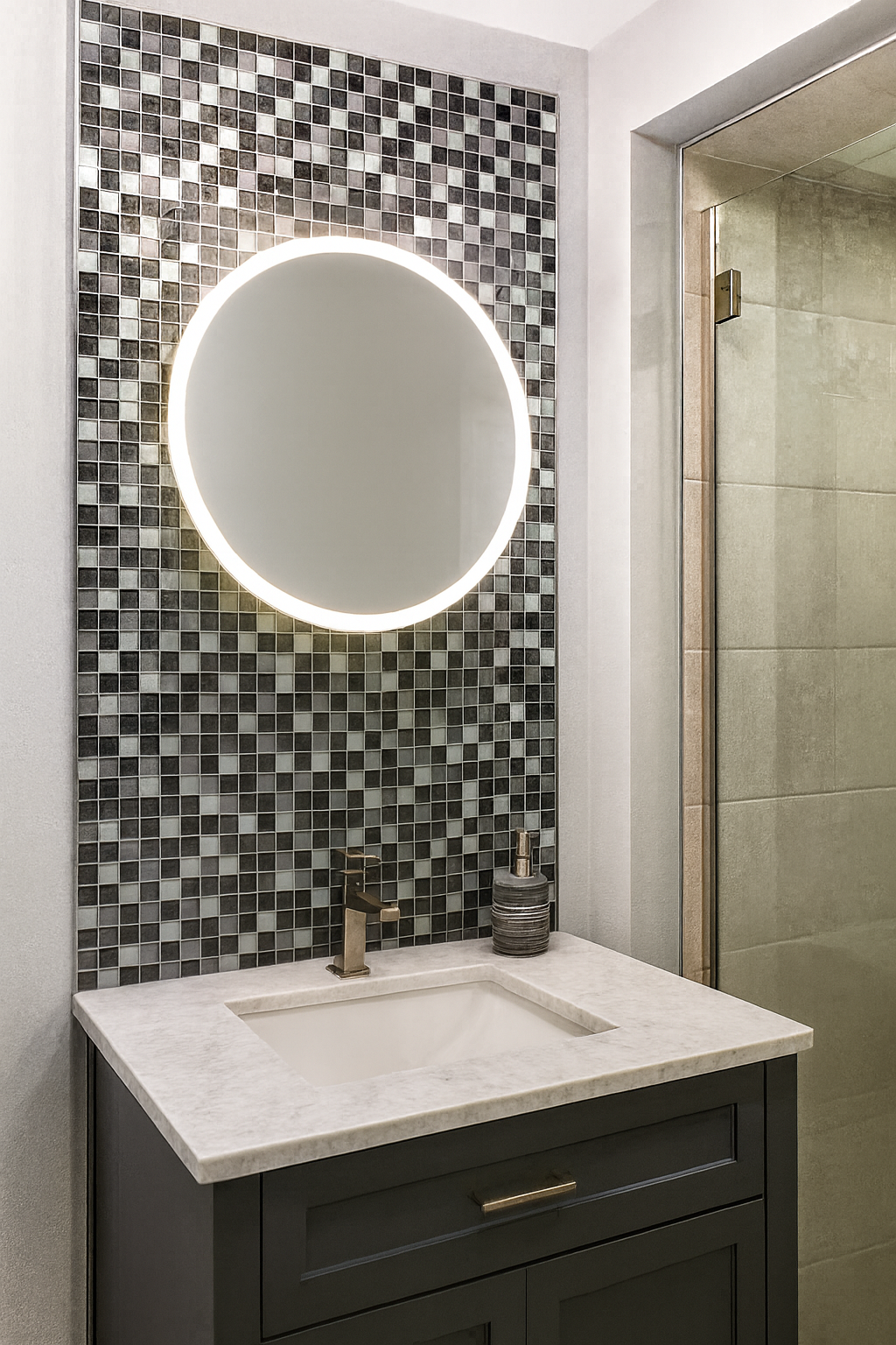 Mosaico Vidrio Brillante Gris 30x30 cm