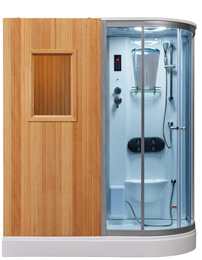 Home Spa Puyehue Pro Cabina Dual de Sauna Seco Tradicional y Baño Turco con Hidromasaje para Pies