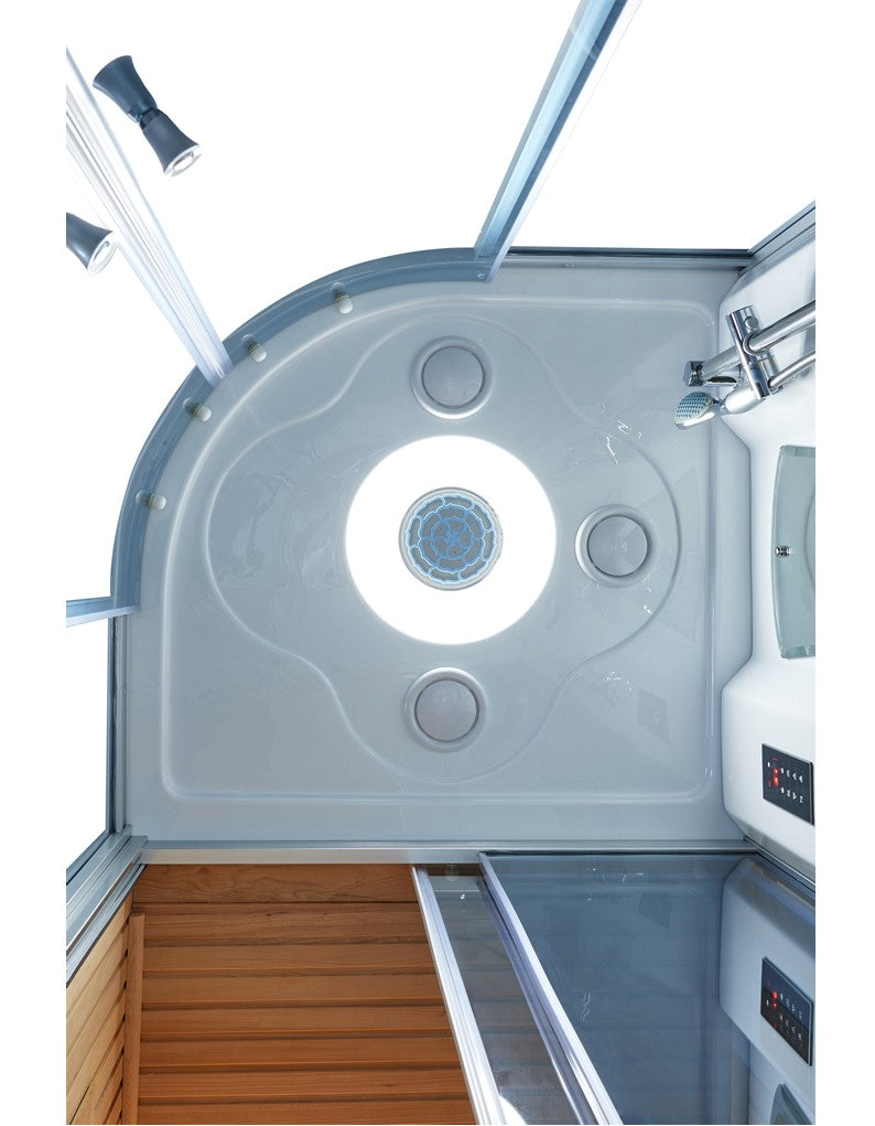 Home Spa Puyehue Pro Cabina Dual de Sauna Seco Tradicional y Baño Turco con Hidromasaje para Pies