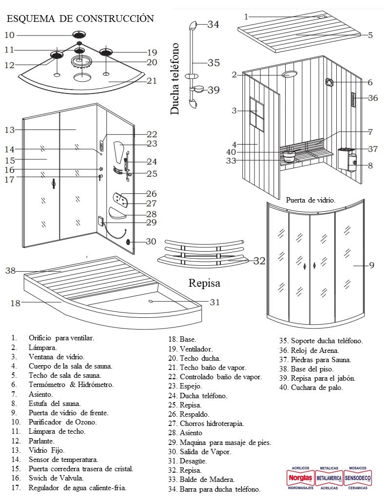 Home Spa Puyehue Pro Cabina Dual de Sauna Seco Tradicional y Baño Turco con Hidromasaje para Pies