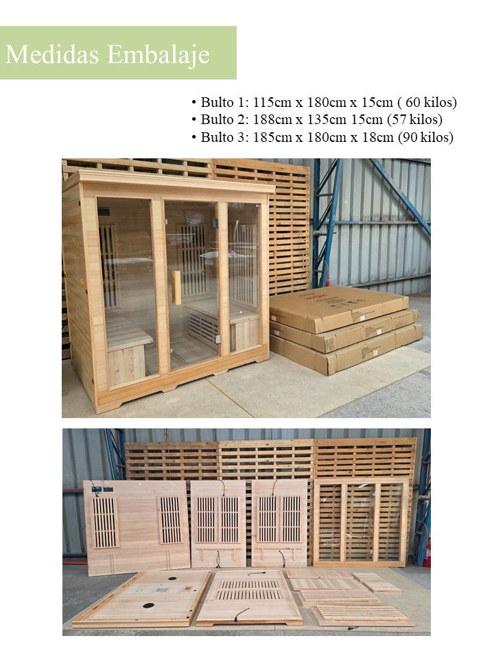 Sauna 4 personas Infrarrojo Tofino (180cmx120cmx190cm)