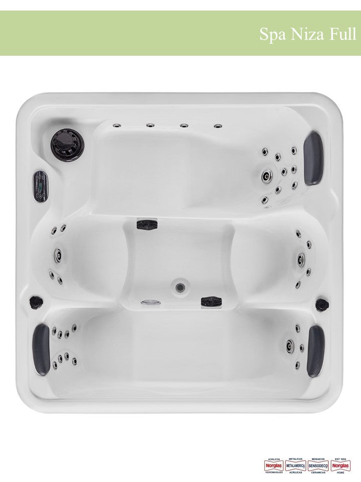 Spa de Exterior Niza Full Versión 2026: Centro de Hidromasaje Premium para 5 a 6 Personas con 35 Jets y Calefacción Eficiente 3000W (180x180 cm)