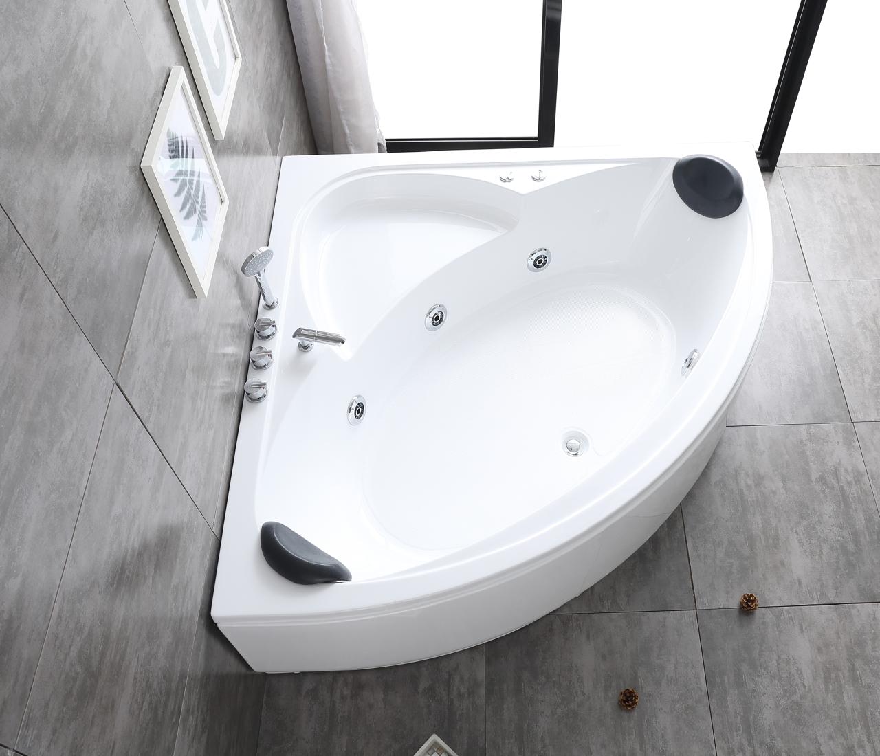 Tina Hidromasaje Creta esquidana 150 x 150 x 55 con Grifería, Faldón y Almohadas.