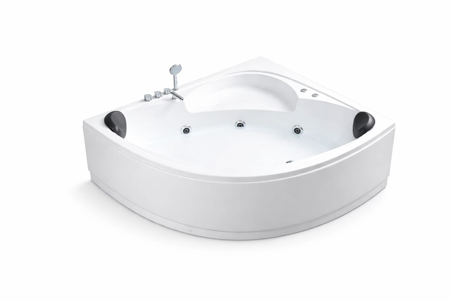 Tina Hidromasaje Creta esquidana 150 x 150 x 55 con Grifería, Faldón y Almohadas.