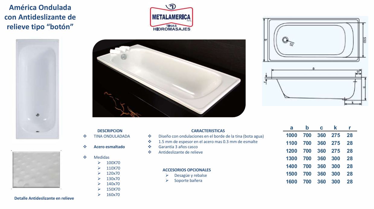 Tina Acero esmaltado con Botón Metalamerica