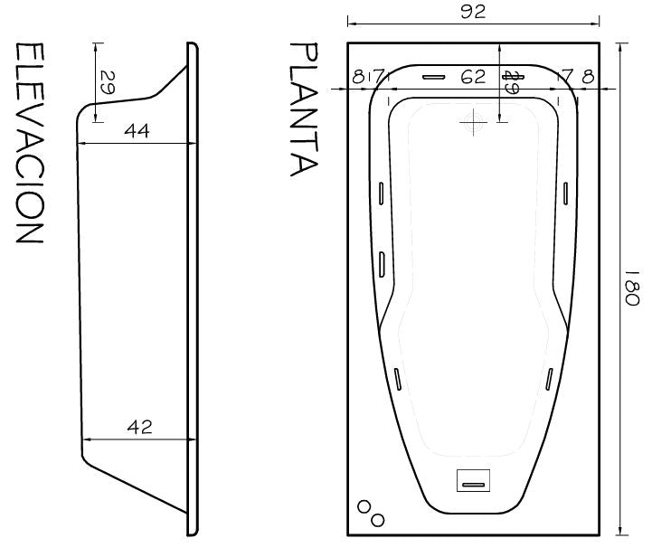 Tina de Hidromasaje Sea 183x90 cm – 7 Jets de Relajación Premium