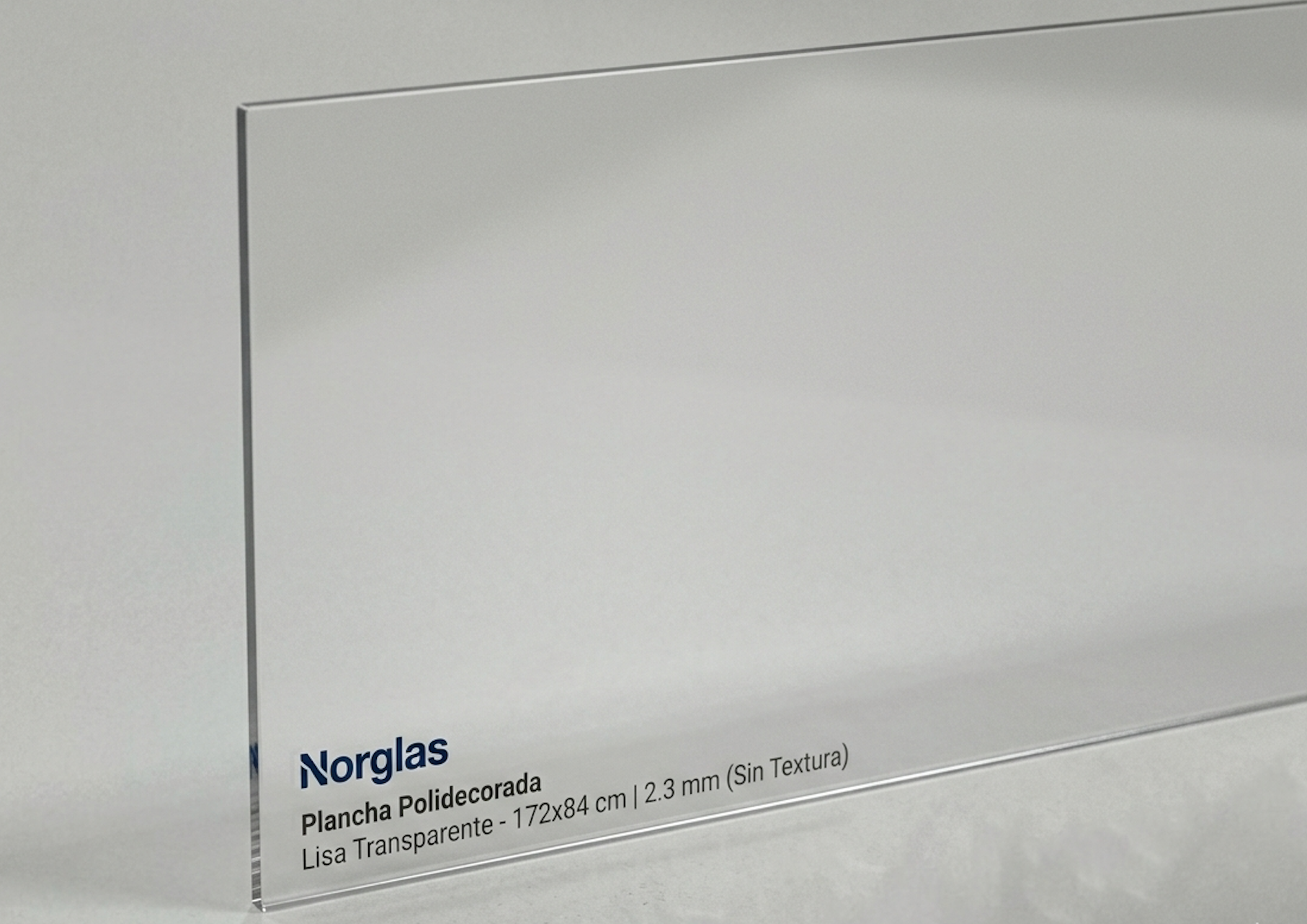 Plancha Polidecorada Lisa Transparente 2.3mm - 172x84cm (Sin Textura)