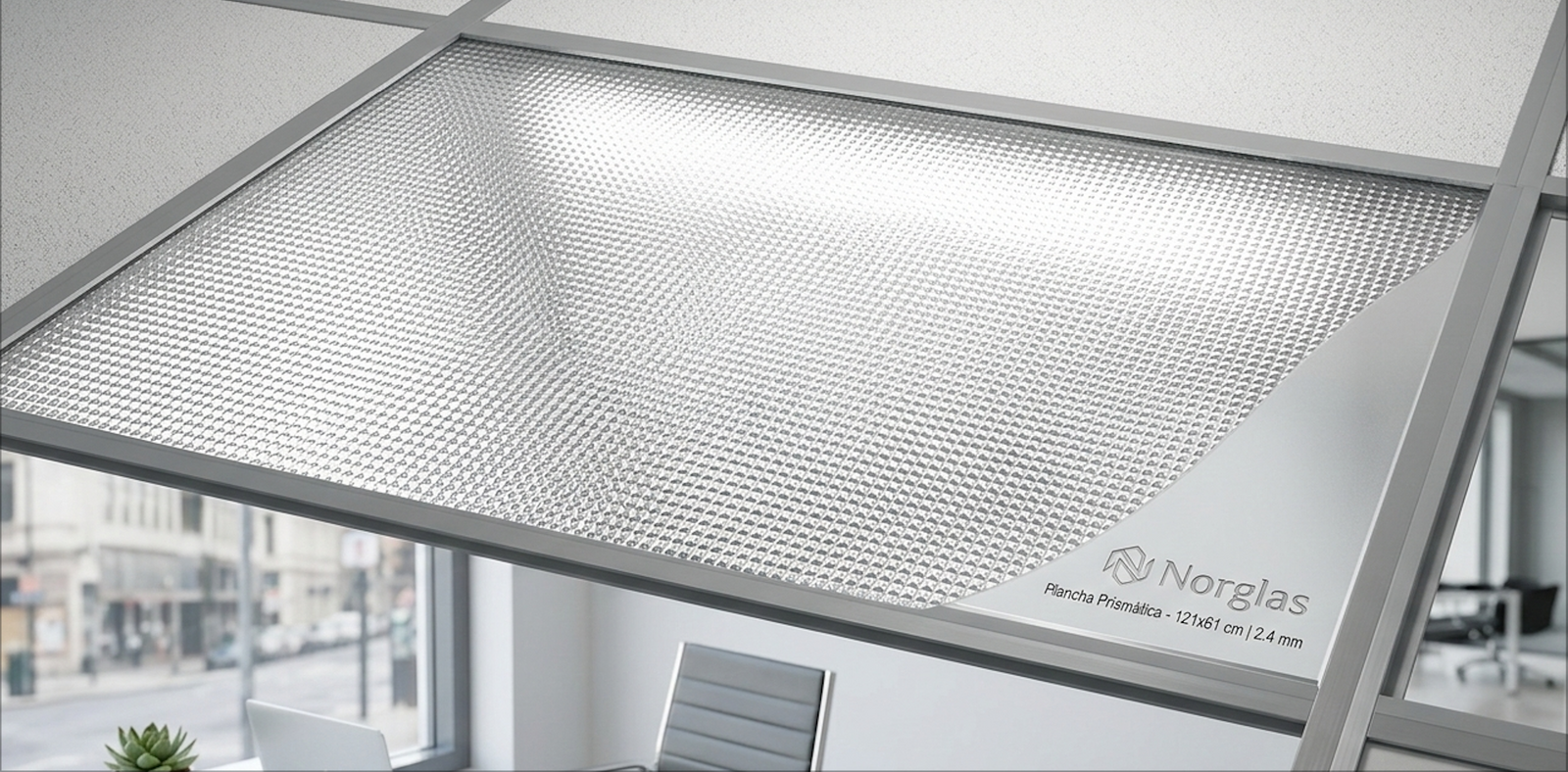 Plancha Polidecorada Prismática Transparente 2.4mm | 121x61cm para Cielos y Luminarias