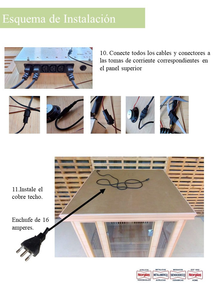 SaunaGo Infrarrojo de Carbono Galeano Norglas: Armado Fácil, Cromoterapia 7 Colores y Audio Pro (120x105x190 cm)