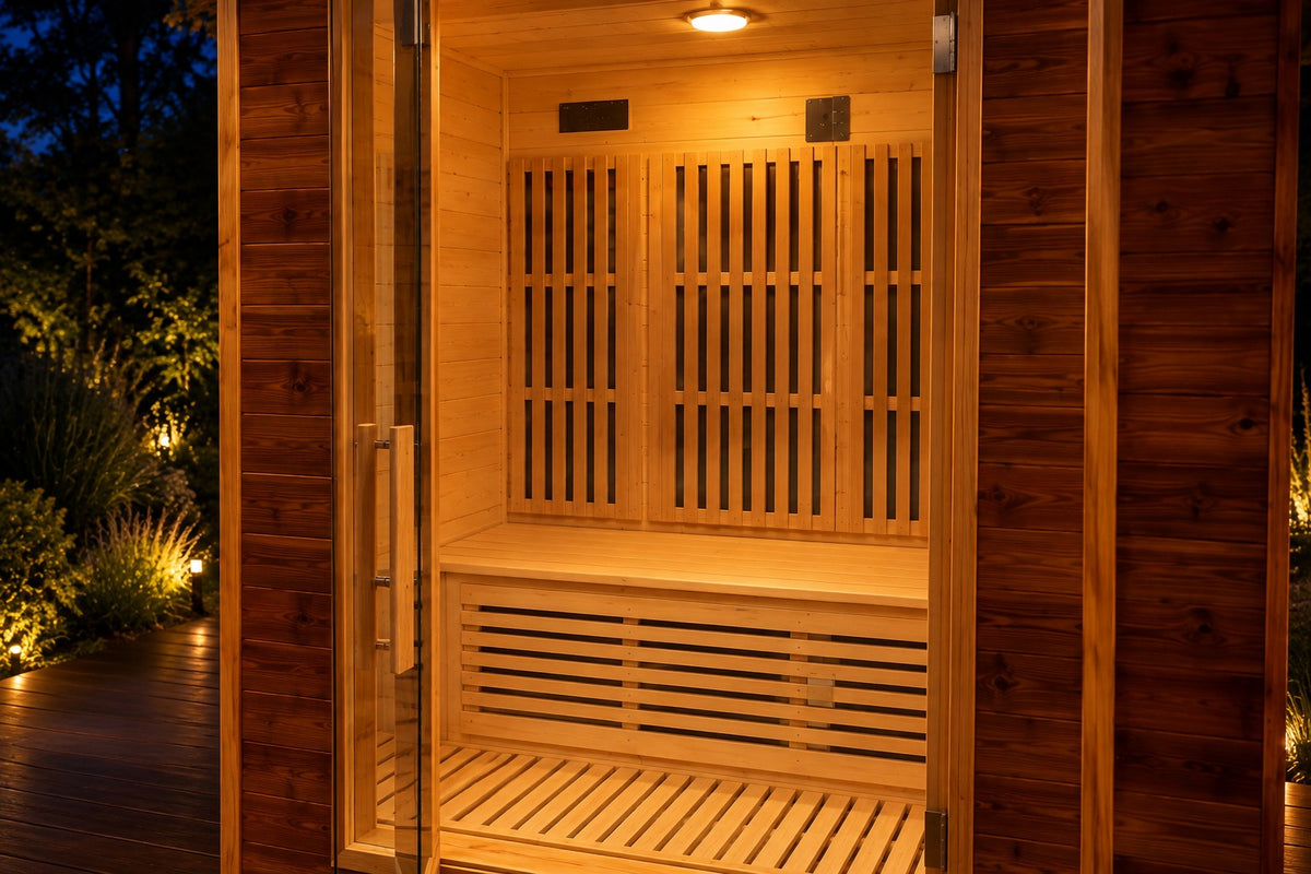 Interior del sauna Verona con paneles calefactores de carbono