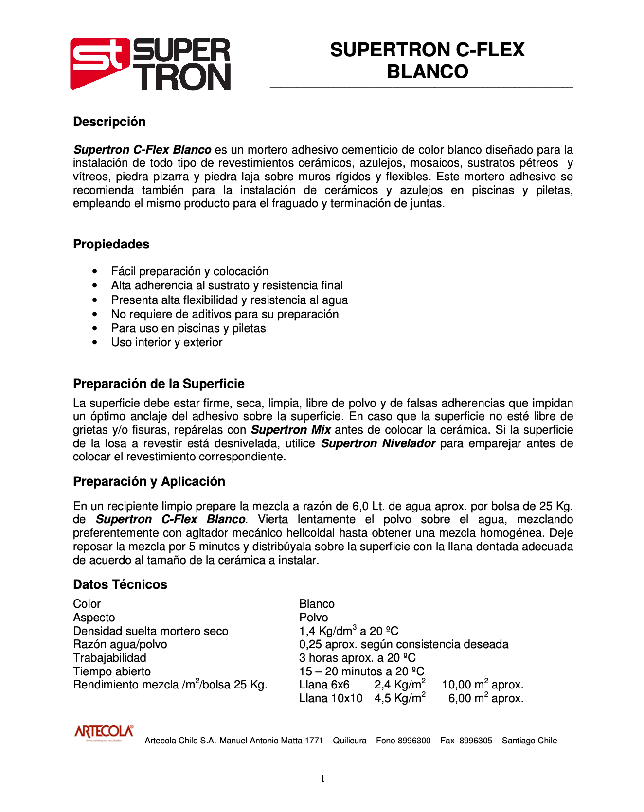 Adhesivo y Frague para Mosaicos Super Tron